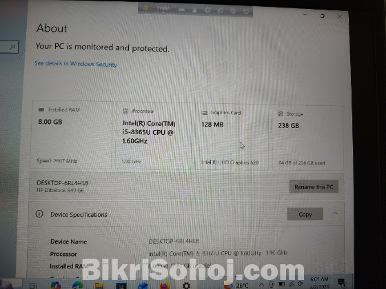 HP elitebook g6 core i5 8th gen